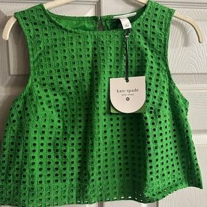 Kate Spade NWT Green Eyelet Top